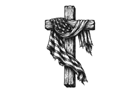 American Flag Cross Christian Design Graphics for T-Shirt Designs