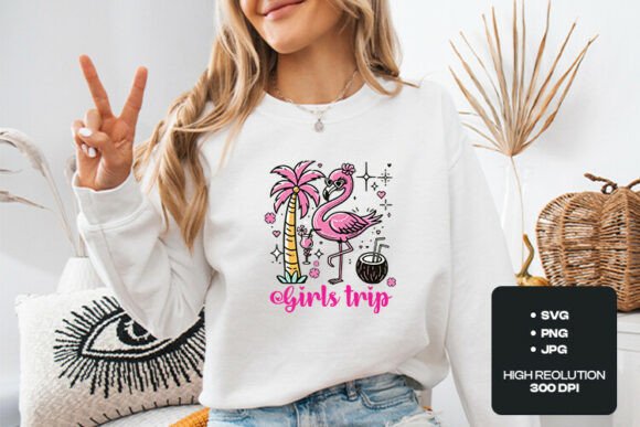 Girls Trip Flamingo SVG: Graphics & T-Shirt Designs