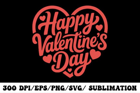 Heart Typography Valentine Design for Graphics & T-Shirt Designs