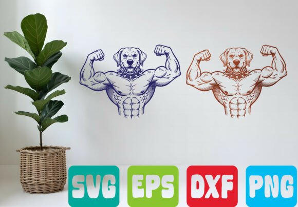 Muscle Dog Bodybuilder SVG: Graphics for T-Shirt Designs
